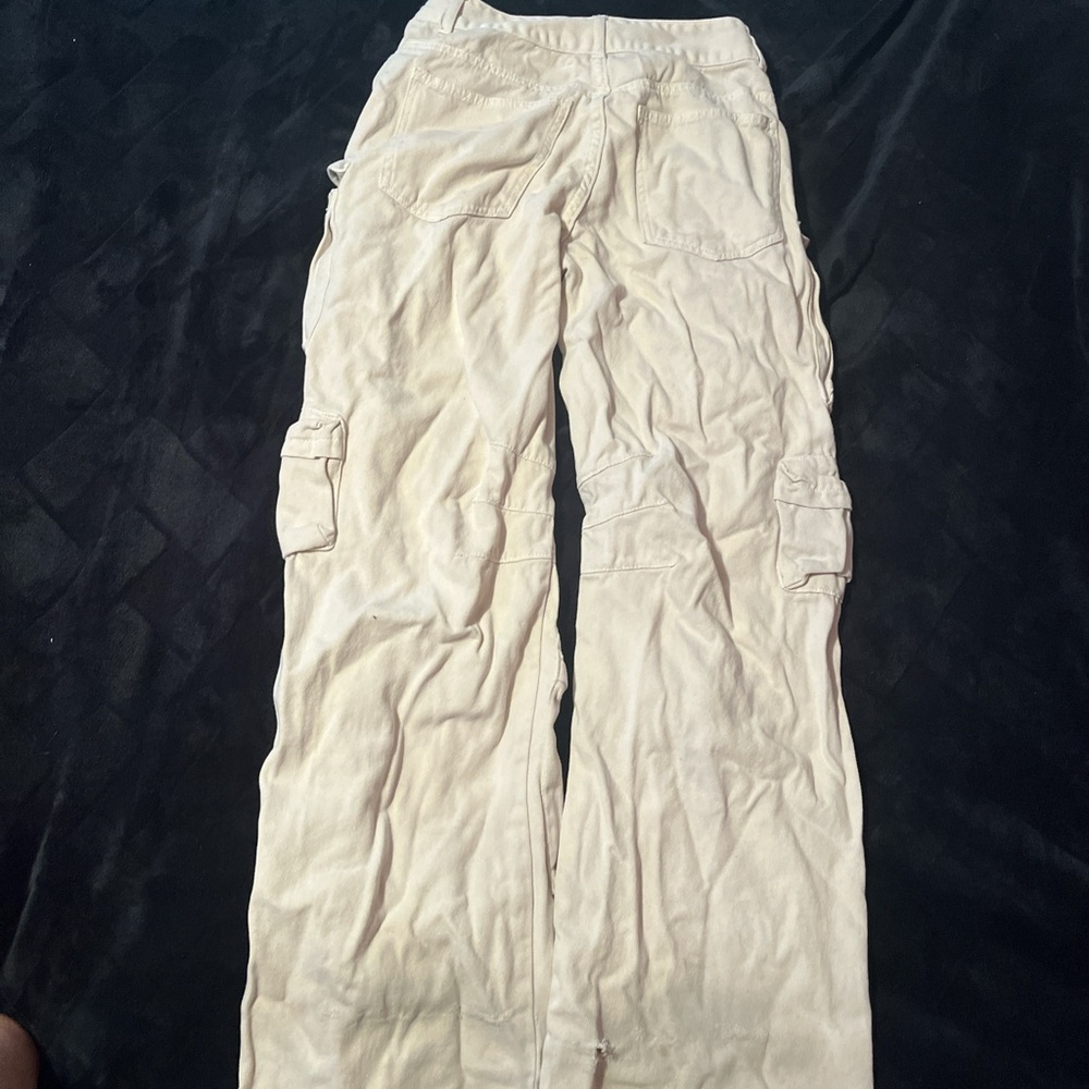 Forever 21 Cream Straight Leg Pants with Relaxed Fit